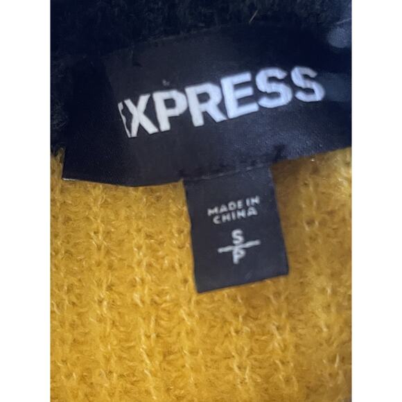 Express Color Block Stripe Mock Neck Sweater | Women Small | Retro 90s Sweater - Picture 6 of 6